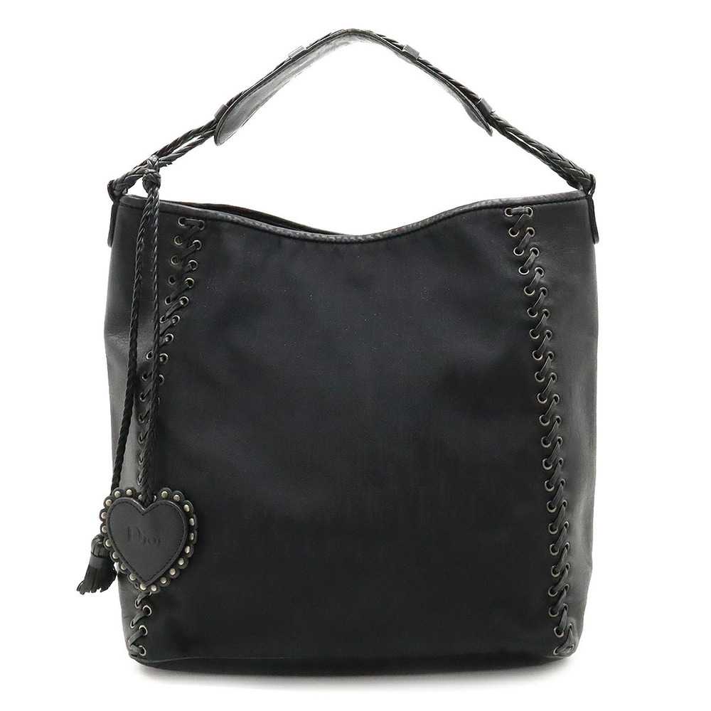 Christian Dior Trotter Shoulder Bag Hobo Leather Black